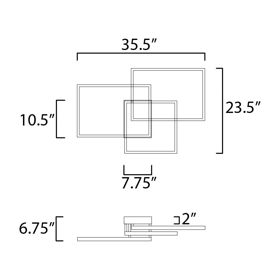 Traverse LED Flush/Wall Mount 251513 by Studio M Lighting – line drawing