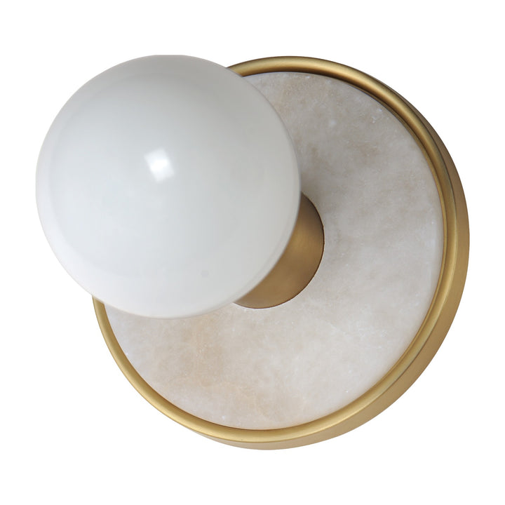 Hollywood 1-Light Sconce w/ LED Bulb by Studio M Lighting in Whit Alabaster / Natural Aged Brass