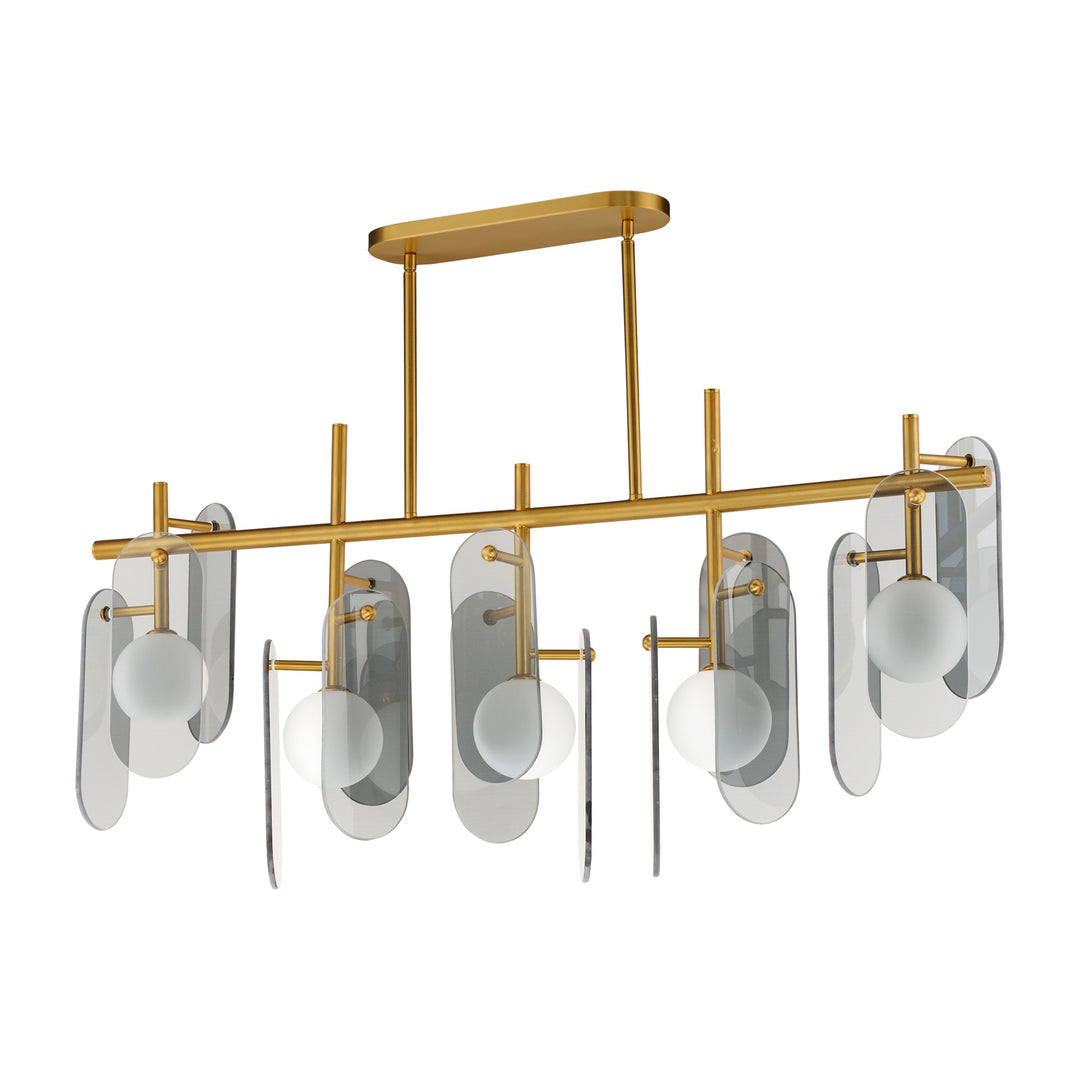 Megalith - Glass Megalith 5-Light Linear by Studio M Lighting in Natural Aged Brass