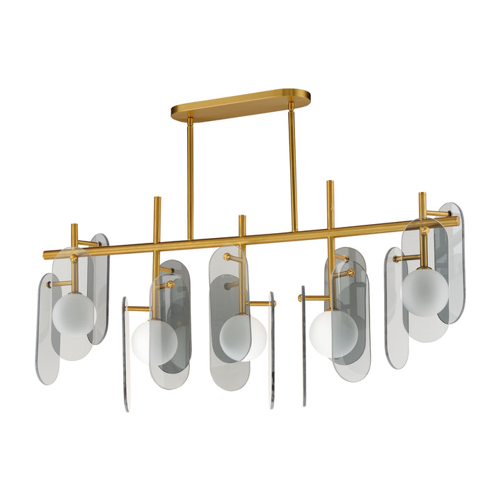 Megalith - Glass Megalith 5-Light Linear by Studio M Lighting in Natural Aged Brass