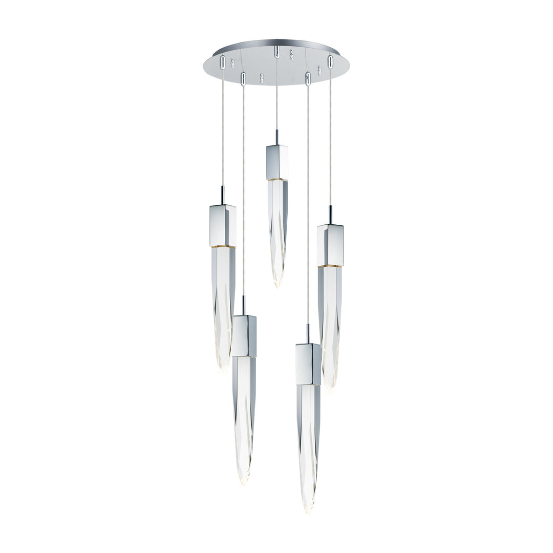 Quartz LED 5-Light Pendant by Studio M Lighting in Polished Chrome