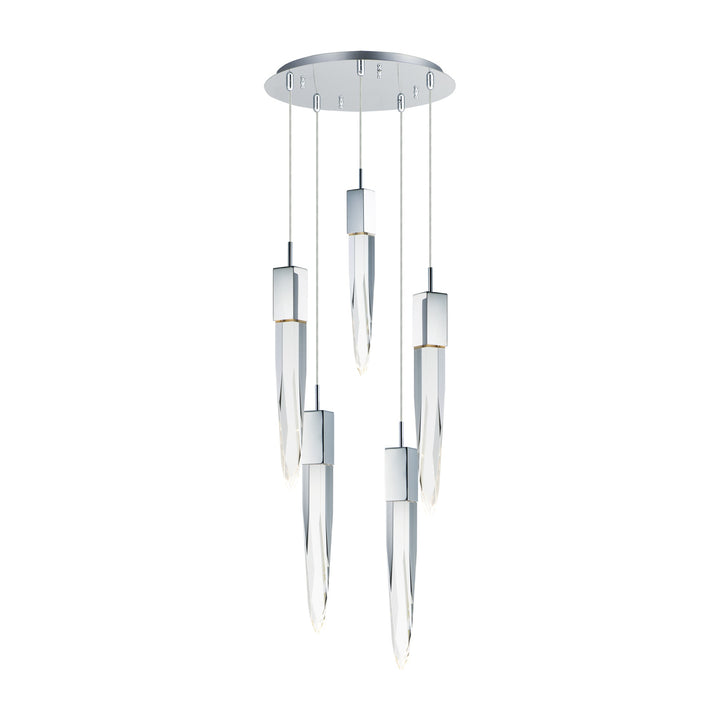 Quartz LED 5-Light Pendant by Studio M Lighting in Polished Chrome