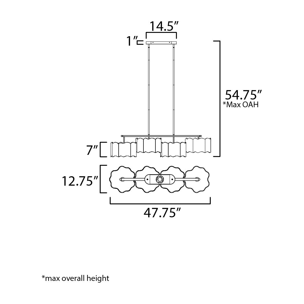 Curtain Call 4-Light Pendant by Studio M Lighting – line drawing