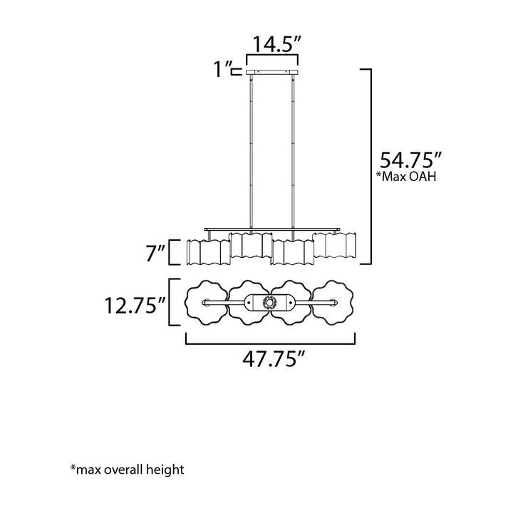 Curtain Call 4-Light Pendant by Studio M Lighting – line drawing