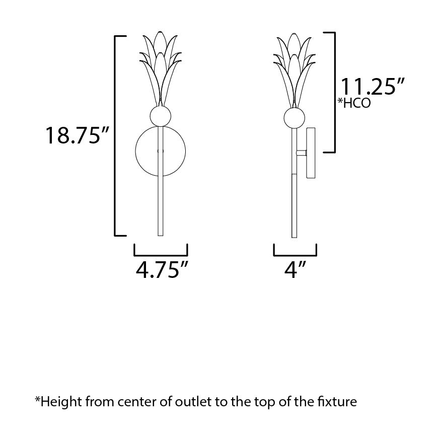 Paloma 1-Light Sconce 26881 by Studio M Lighting – line drawing