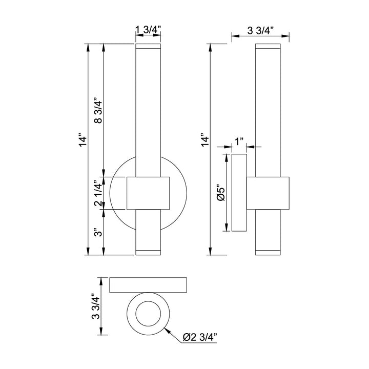 Reveal Outdoor Reveal 14 LED Outdoor Wall Sconce by Studio M Lighting – line drawing