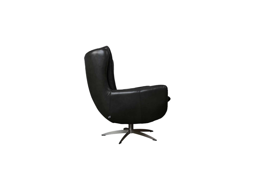 McCann Charcoal Leather Swivel Chair and Ottoman Model 596 Lounge Chairs Moroni