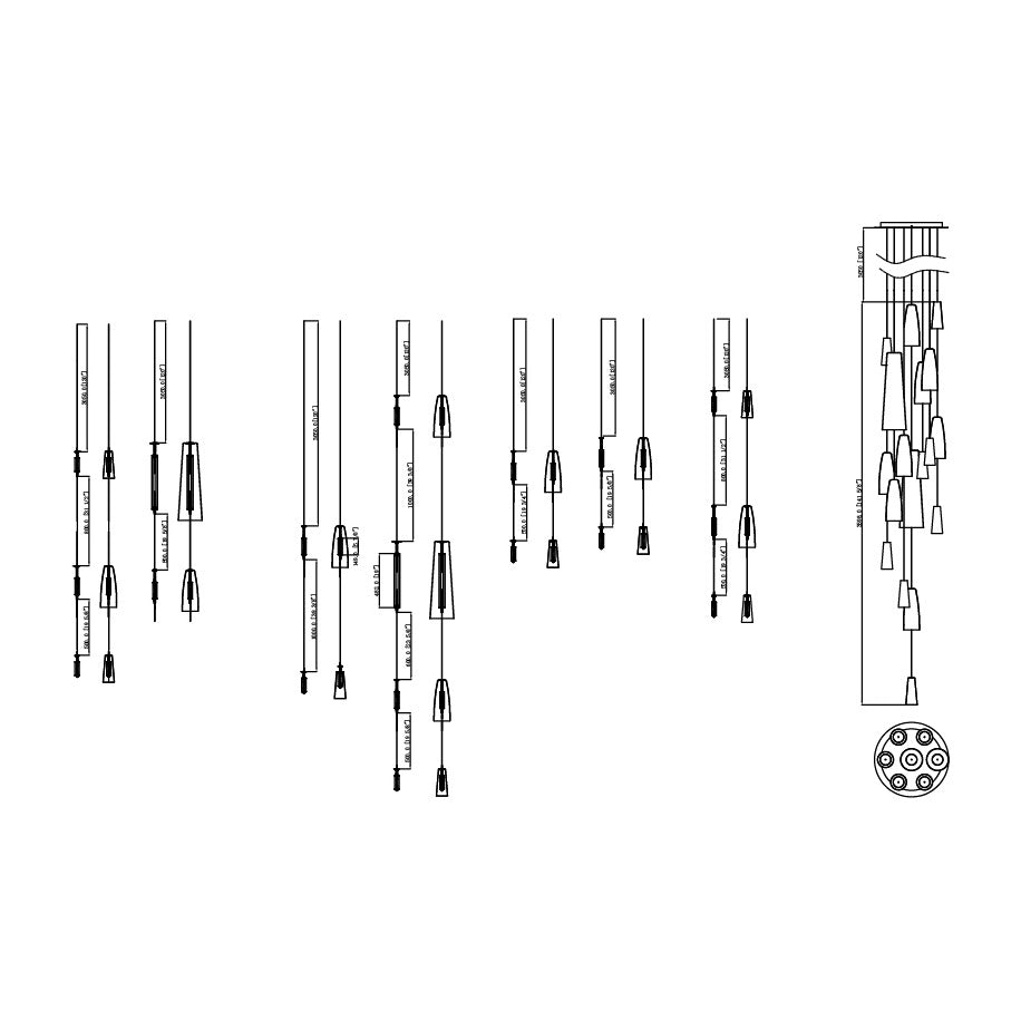 Stream 18-Light LED Chain Pendant by Studio M Lighting – line drawing
