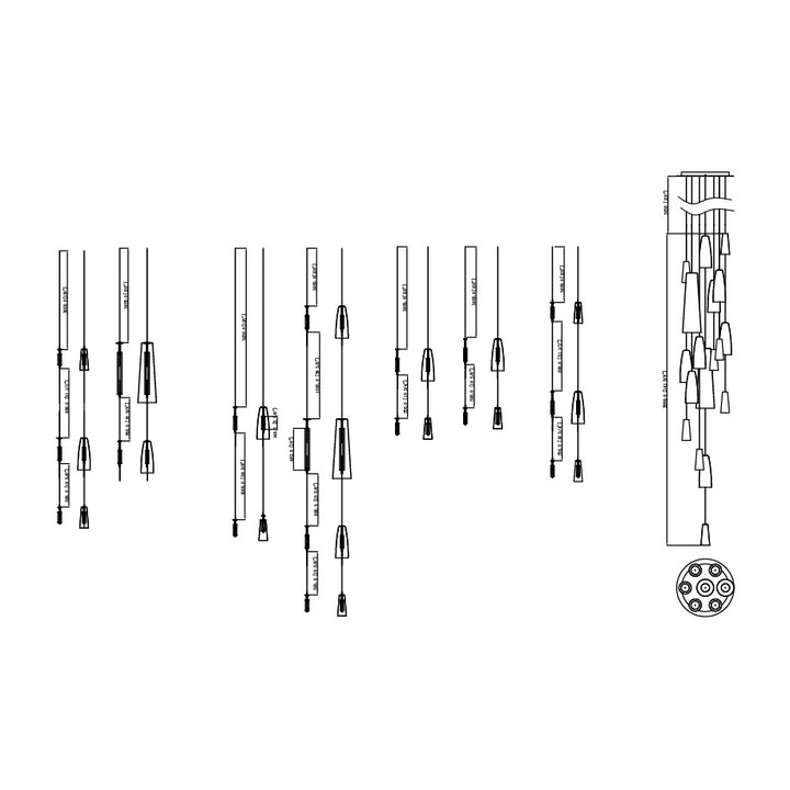 Stream 18-Light LED Chain Pendant by Studio M Lighting – line drawing