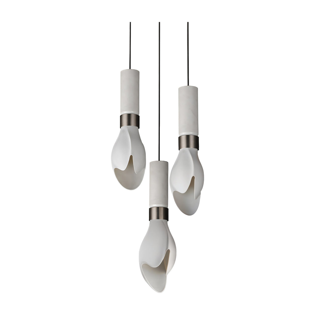 Burgeon 3-Light Pendant by Studio M Lighting in White Carrara Marble / Satin Nickel