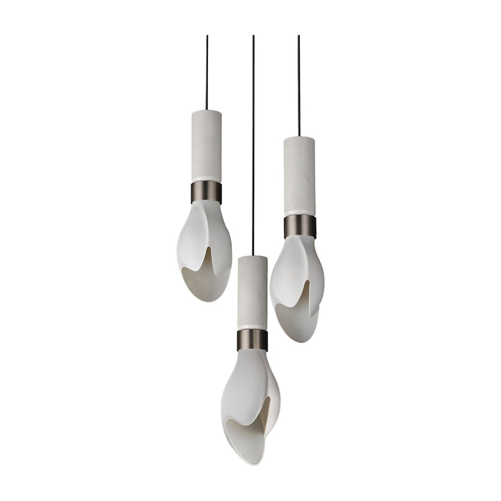 Burgeon 3-Light Pendant by Studio M Lighting in White Carrara Marble / Satin Nickel