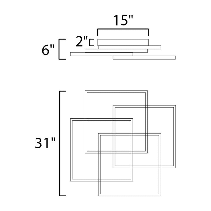 Traverse LED Flush/Wall Mount 251518 by Studio M Lighting – line drawing
