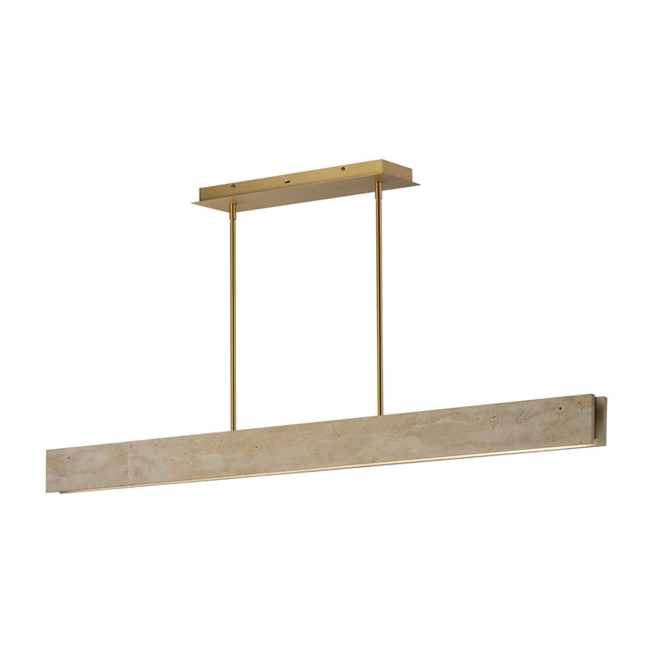 Lintel 59 LED Linear Stone Pendant by Studio M Lighting in Travertine / Natural Aged Brass