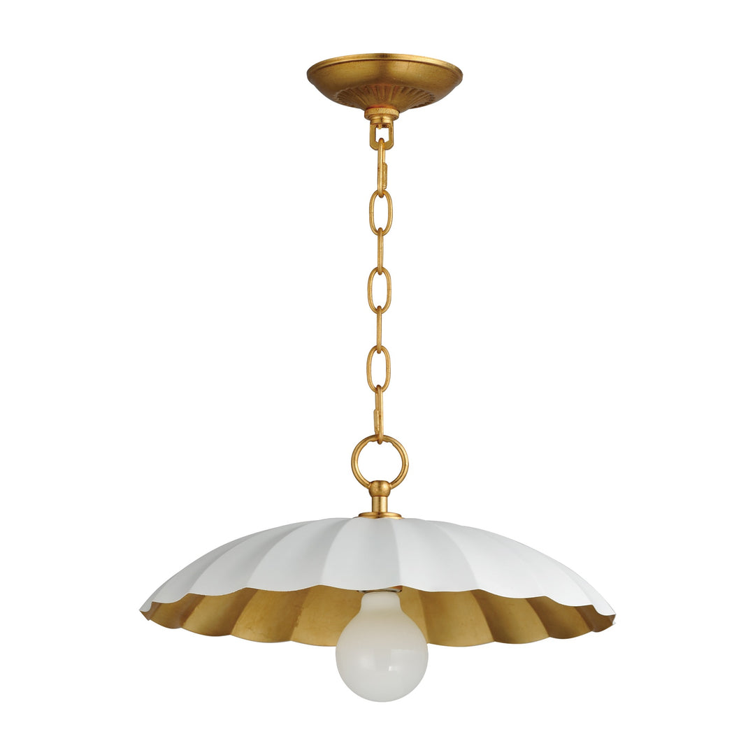 Primrose 1-Light Pendant by Studio M Lighting in Matte White / Gold Leaf