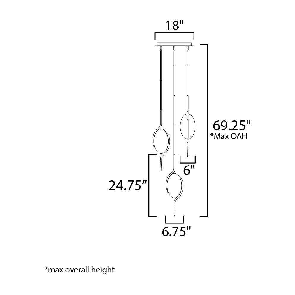 Locket 3-Light LED Pendant by Studio M Lighting – line drawing