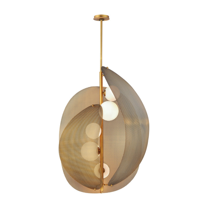 Chips 5-Light Vertical Pendant by Studio M Lighting in Natural Aged Brass
