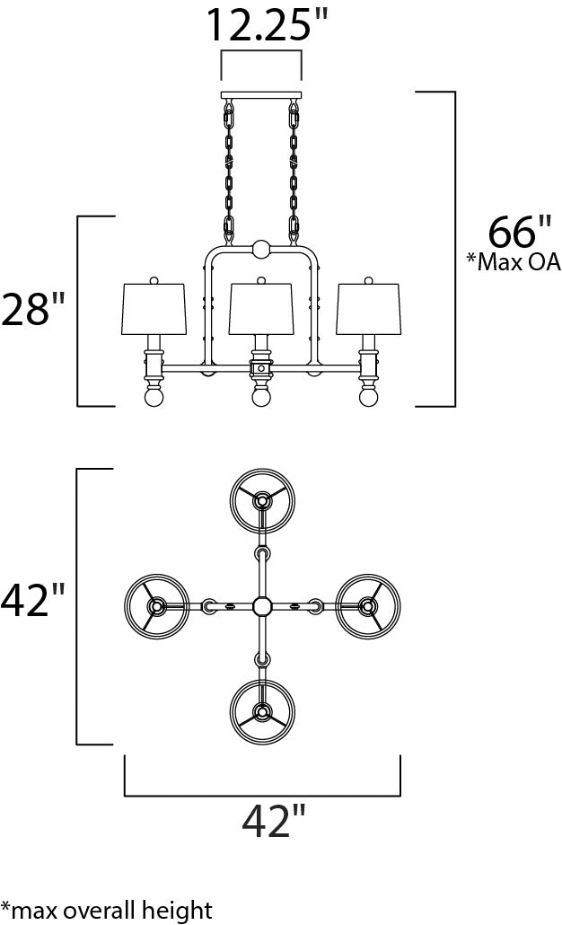 Baywood 24 DriftWood Chandelier by Studio M Lighting – line drawing