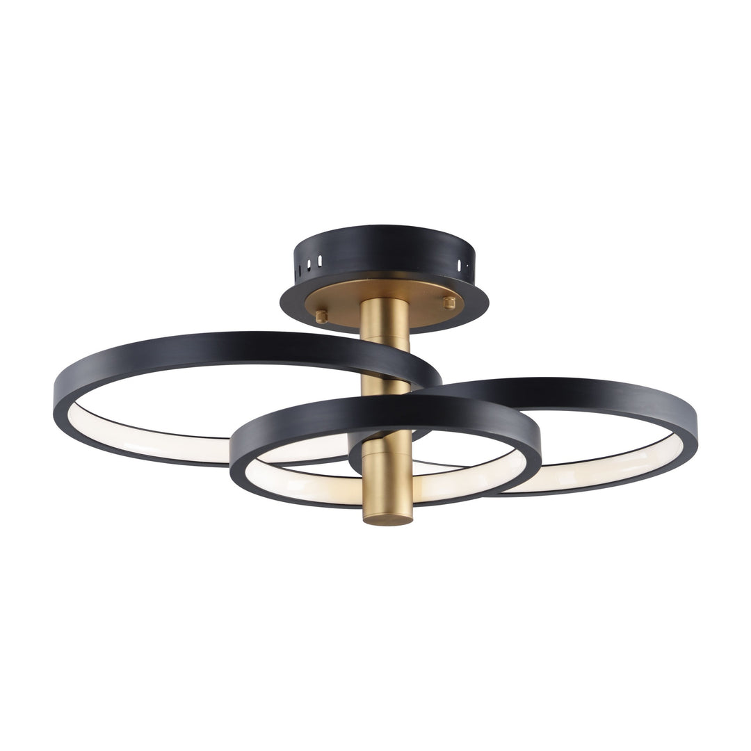 Hoopla LED Semi Flush Mount by Studio M Lighting in Black / Gold
