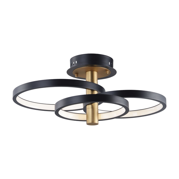 Hoopla LED Semi Flush Mount by Studio M Lighting in Black / Gold