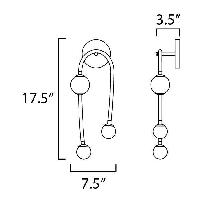 Alina 3-Light LED Wall Sconce by Studio M Lighting – line drawing