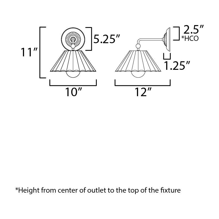 Primrose 1-Light Wall Sconce by Studio M Lighting – line drawing