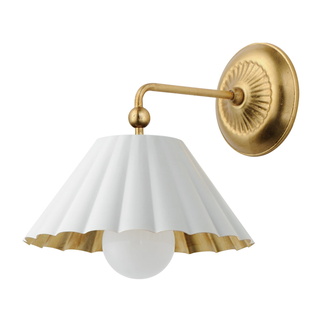 Primrose 1-Light Wall Sconce by Studio M Lighting in Matte White / Gold Leaf