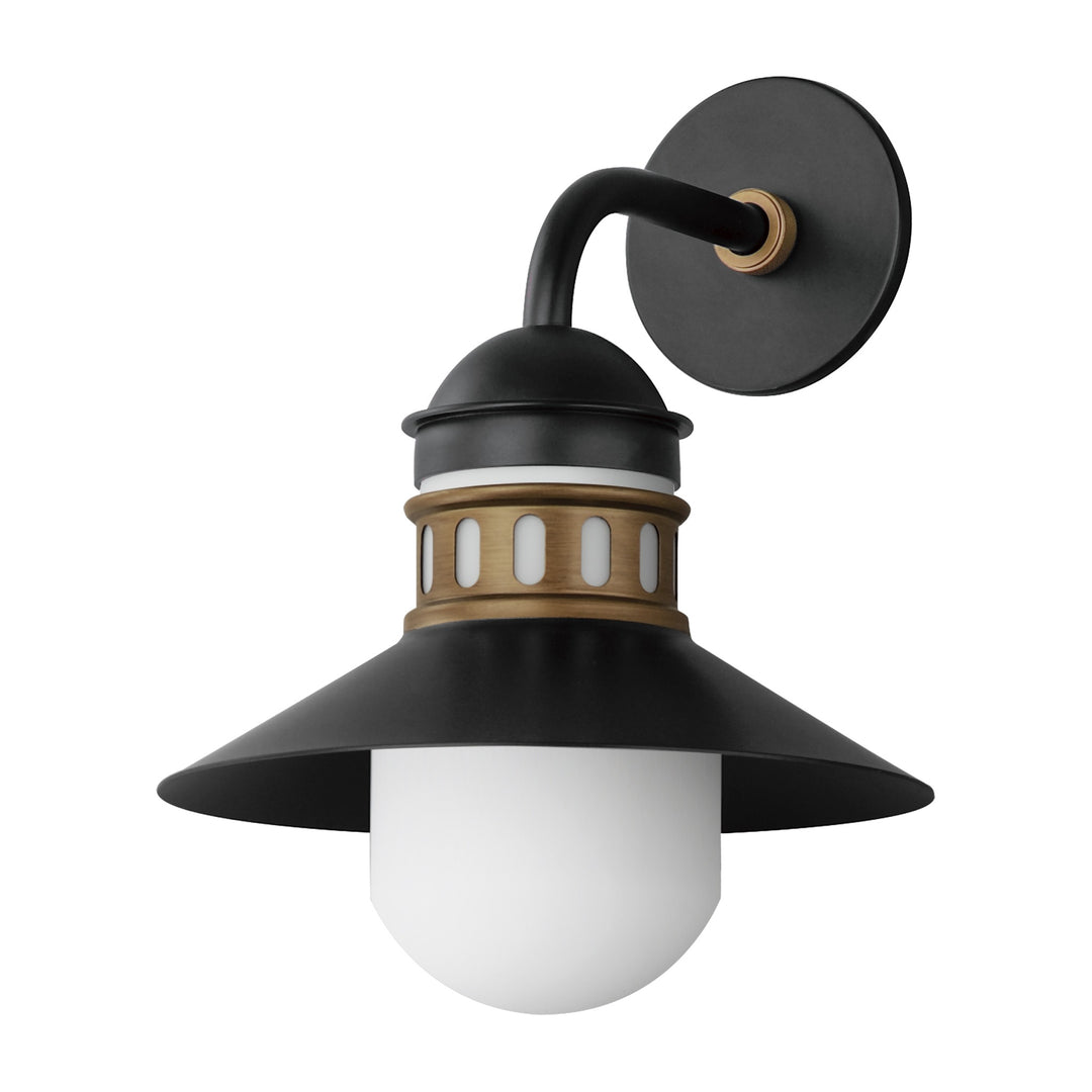 Admiralty 1-Light Outdoor Wall Sconce 365124 by Studio M Lighting in Black / Antique Brass