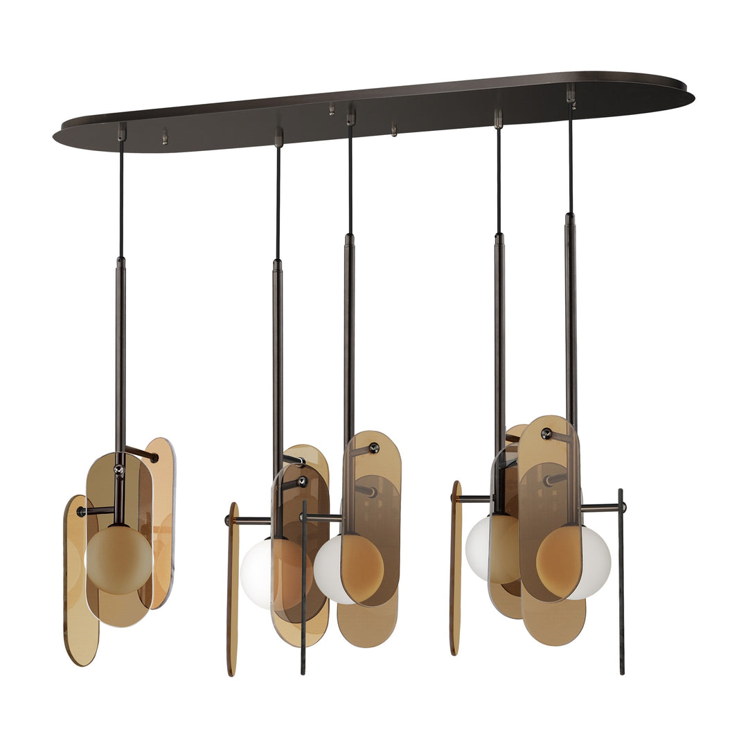 Megalith - Glass Megalith 5-Light Pendant by Studio M Lighting in Brushed Bronze