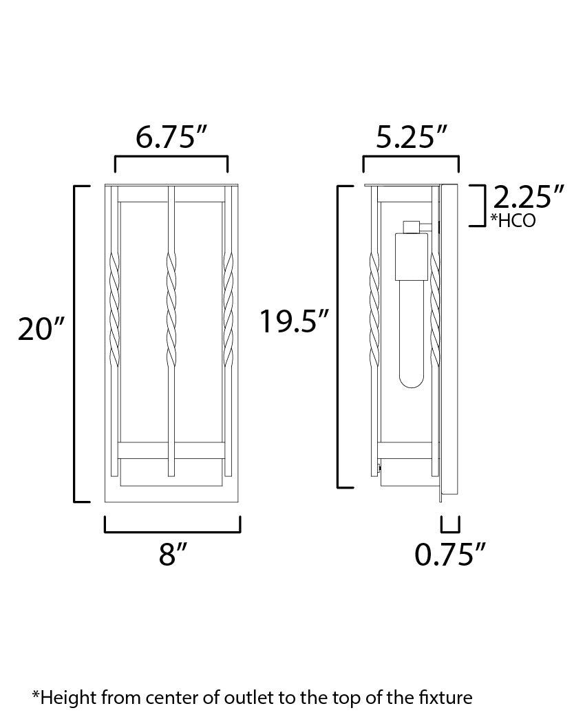Foundry 1-Light Outdoor Wall Sconce 30193 by Studio M Lighting – line drawing