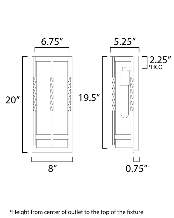 Foundry 1-Light Outdoor Wall Sconce 30193 by Studio M Lighting – line drawing