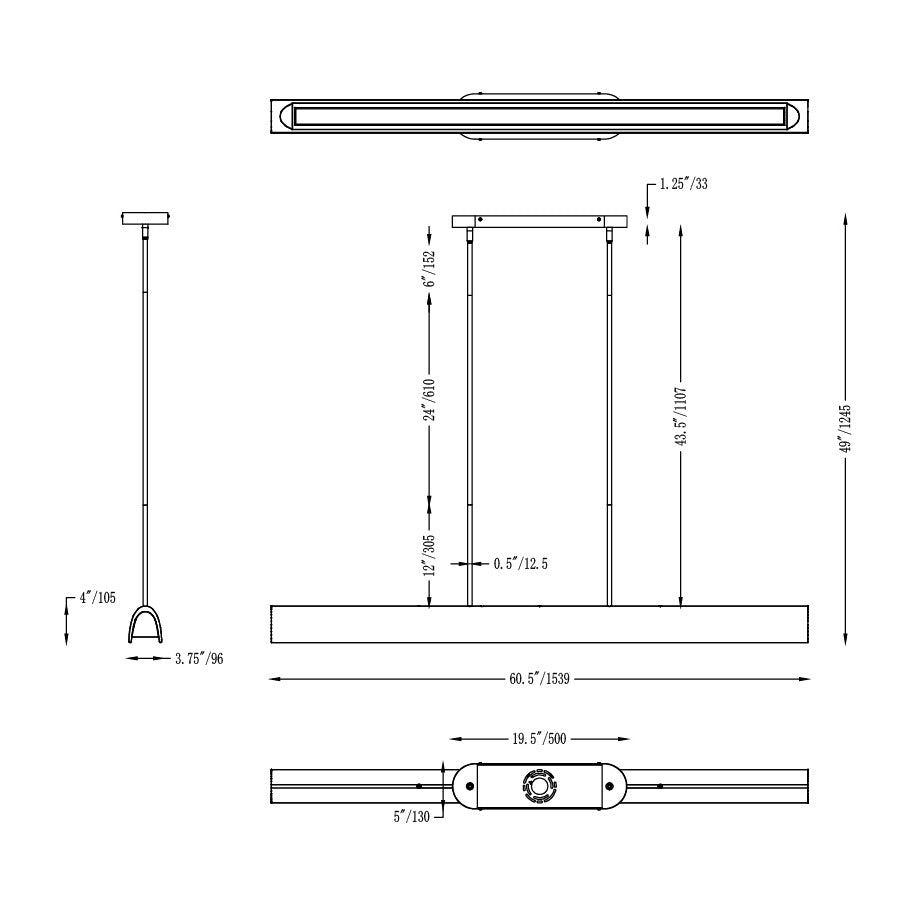 Matera 60 LED Linear Arch Pendant by Studio M Lighting – line drawing