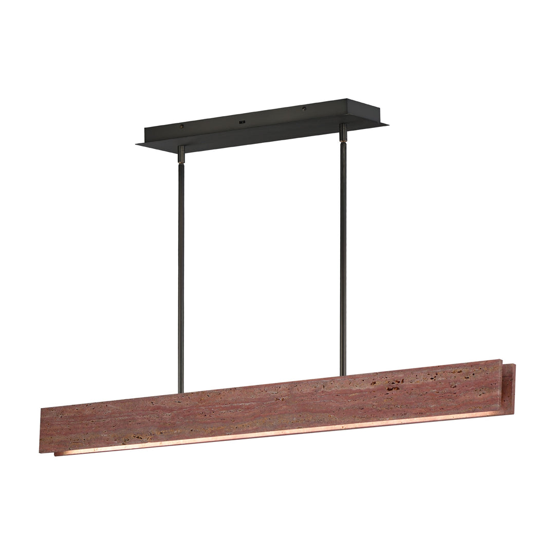 Lintel 47 LED Linear Stone Pendant by Studio M Lighting in Rosso Laterite / Gunmetal