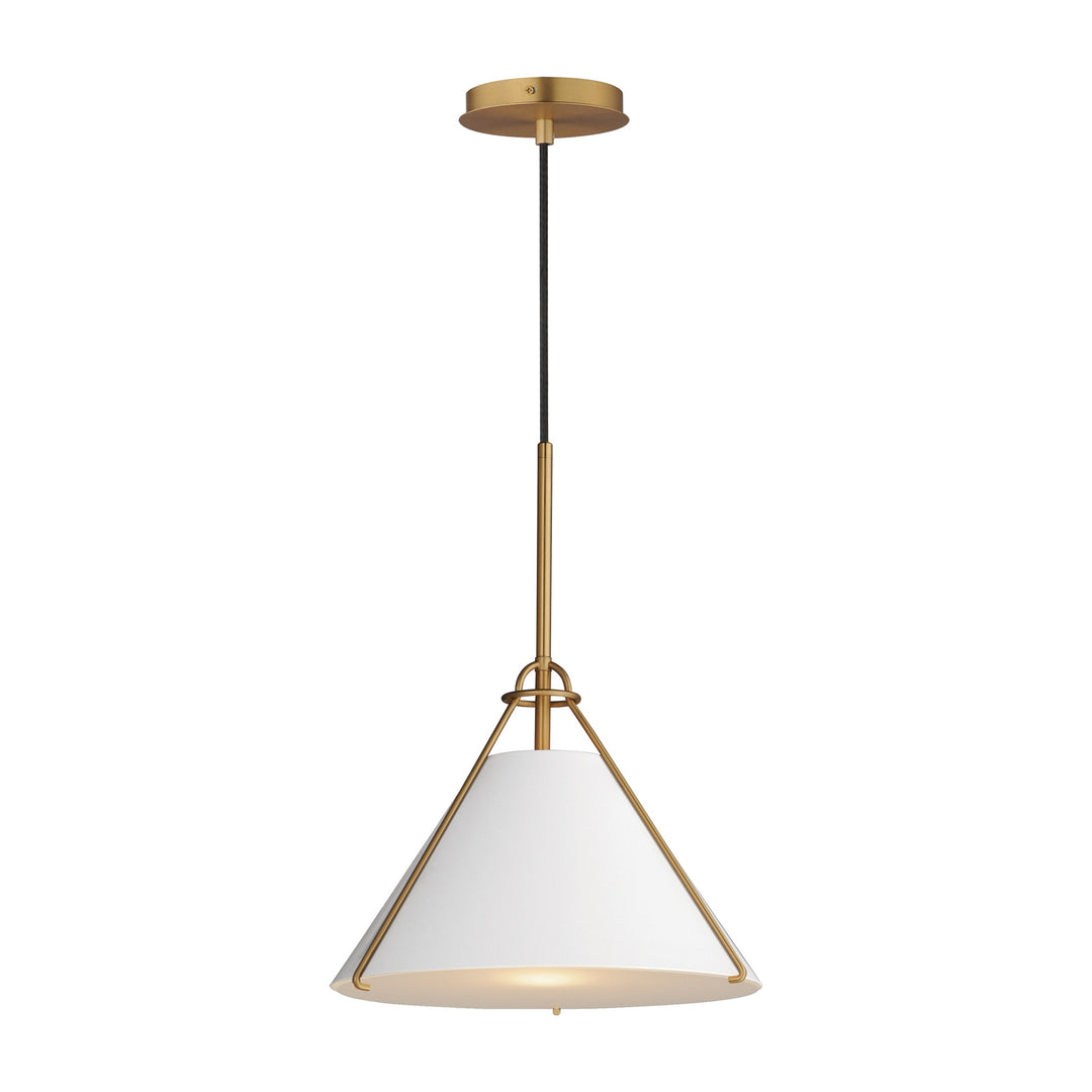 Lucas Single Pendant by Studio M Lighting in White/Natural Aged Brass