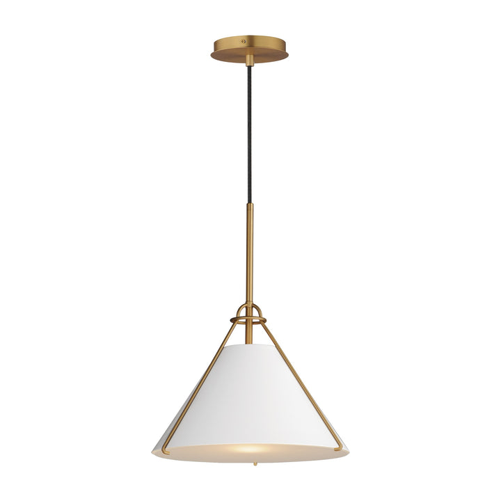 Lucas Single Pendant by Studio M Lighting in White/Natural Aged Brass