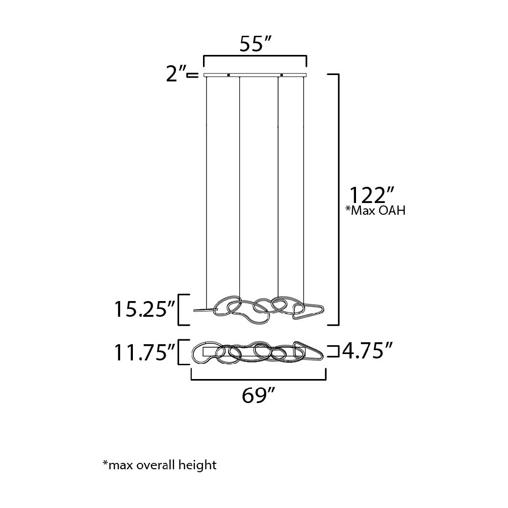 Unity 6-Light LED Pendant by Studio M Lighting – line drawing