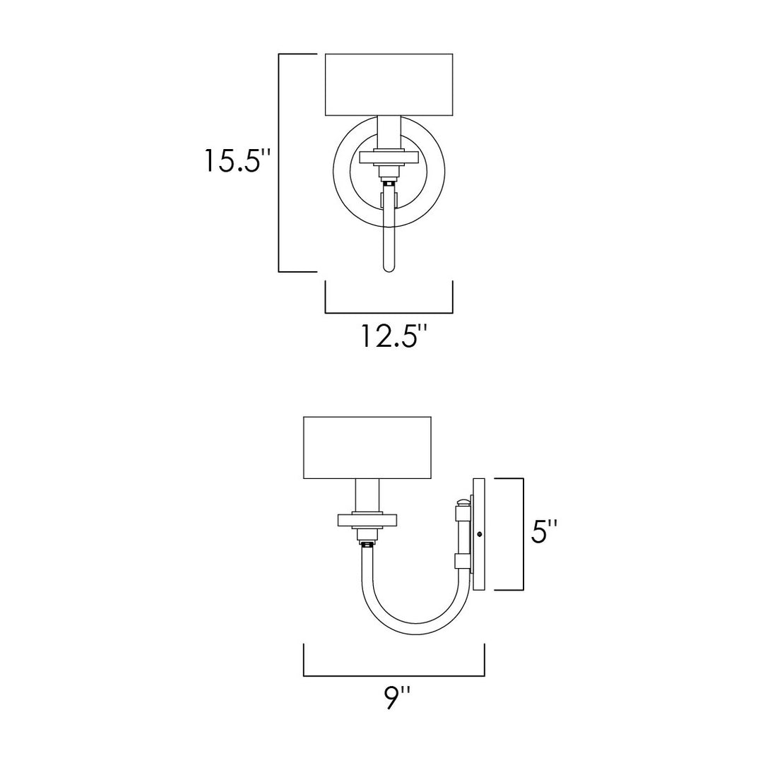 Manhattan 1-Light Wall Sconce by Studio M Lighting – line drawing