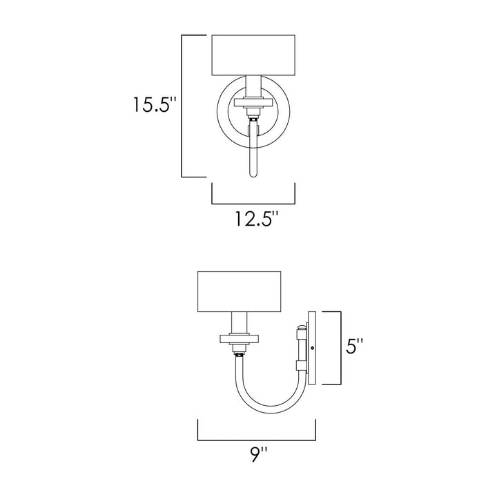 Manhattan 1-Light Wall Sconce by Studio M Lighting – line drawing