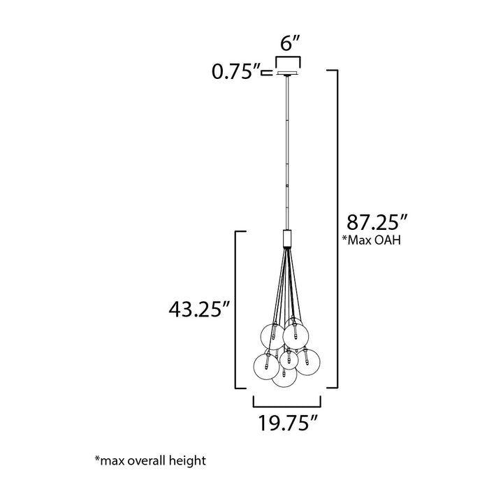 Burst 9-Light LED Pendant by Studio M Lighting – line drawing