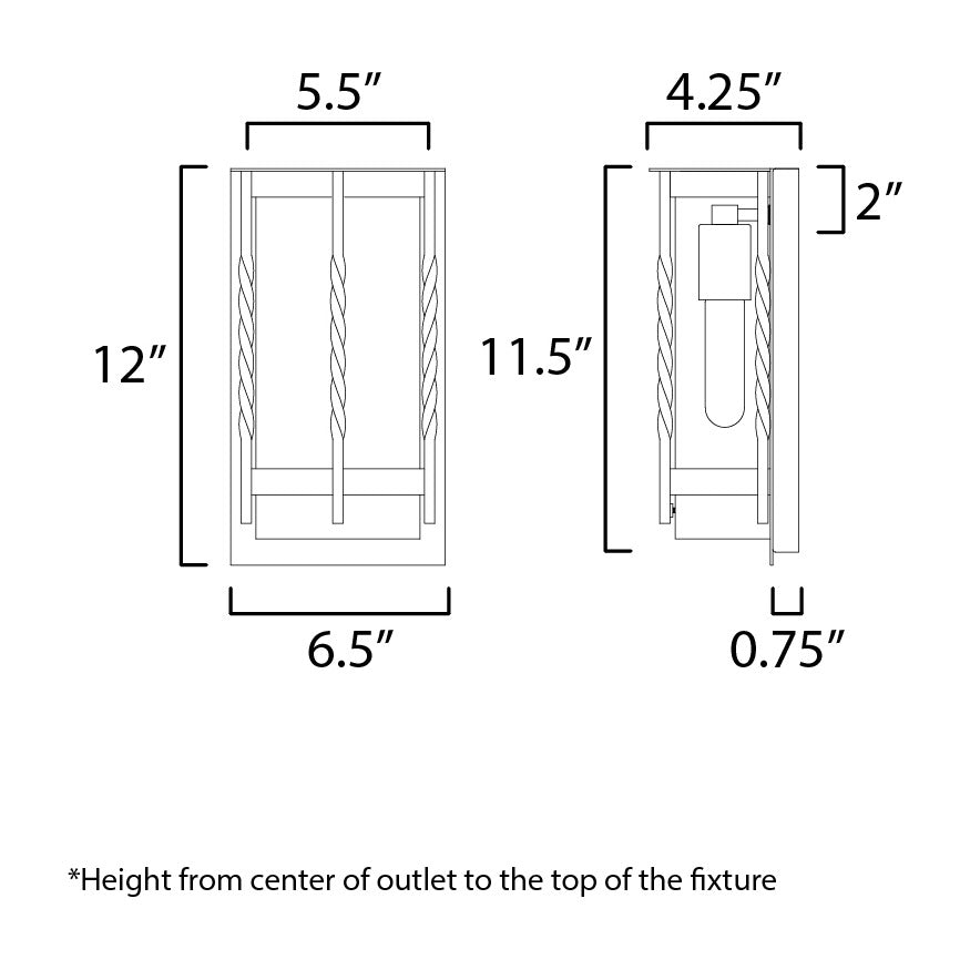 Foundry 1-Light Outdoor Wall Sconce 30191 by Studio M Lighting – line drawing
