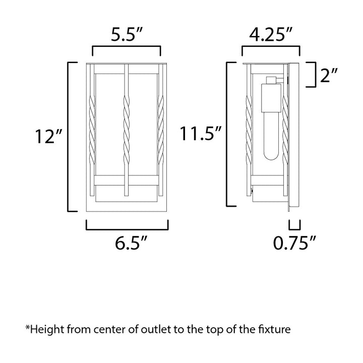 Foundry 1-Light Outdoor Wall Sconce 30191 by Studio M Lighting – line drawing