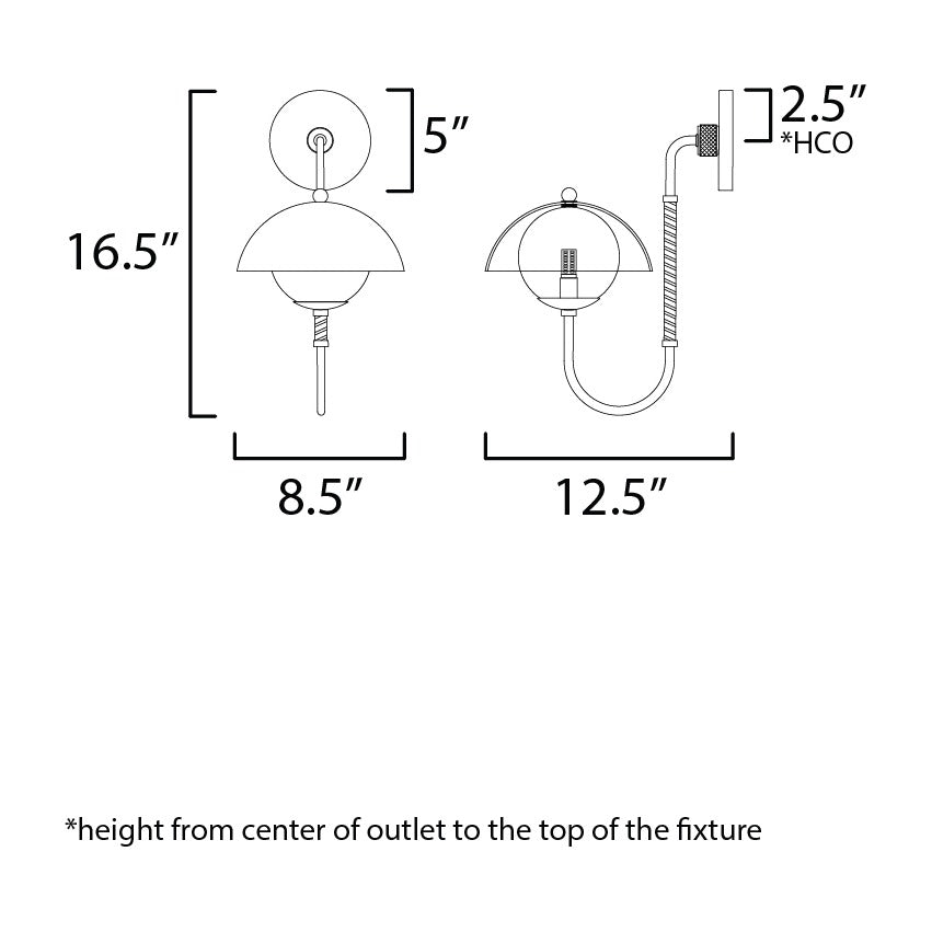 Chapeau LED Tophat Sconce by Studio M Lighting – line drawing
