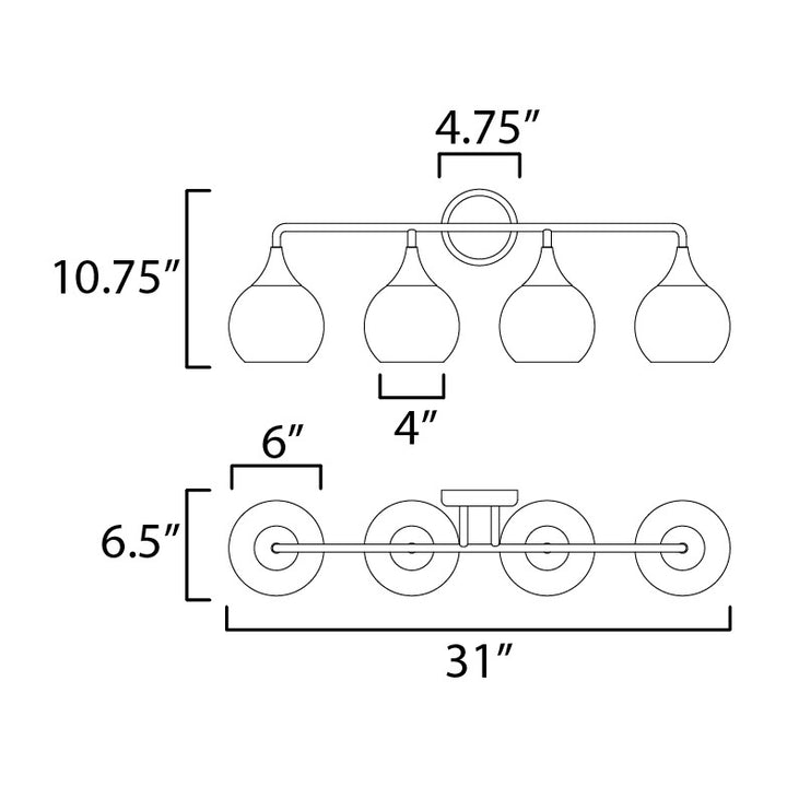 Neve 4-Light Bath Vanity by Studio M Lighting – line drawing