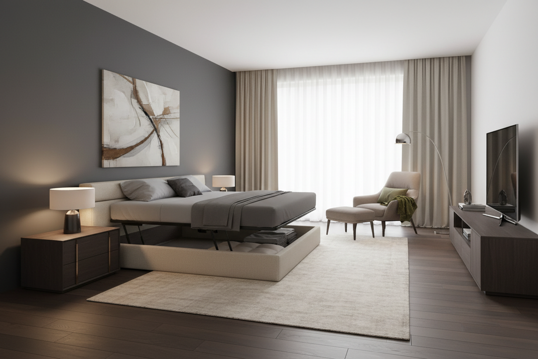 PLANK UPHOLSTERED STORAGE BED Huppe