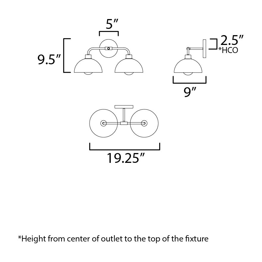 Thelonious 2-Light Wall Sconce by Studio M Lighting – line drawing