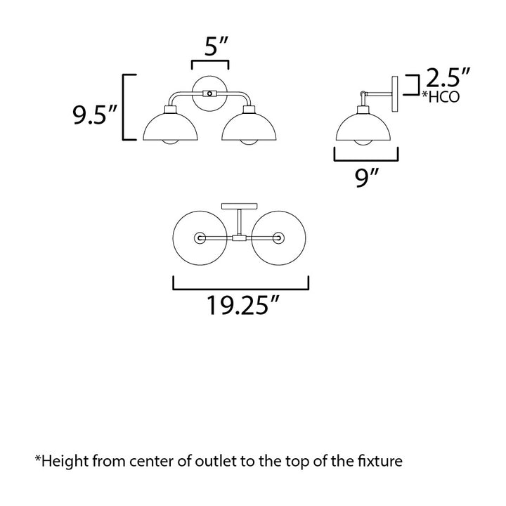Thelonious 2-Light Wall Sconce by Studio M Lighting – line drawing