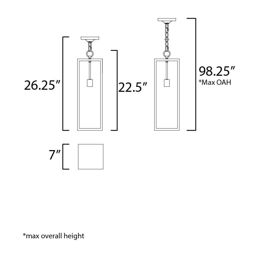 Catalina 1-Light Outdoor Hanging Lantern by Studio M Lighting – line drawing