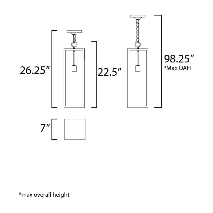 Catalina 1-Light Outdoor Hanging Lantern by Studio M Lighting – line drawing
