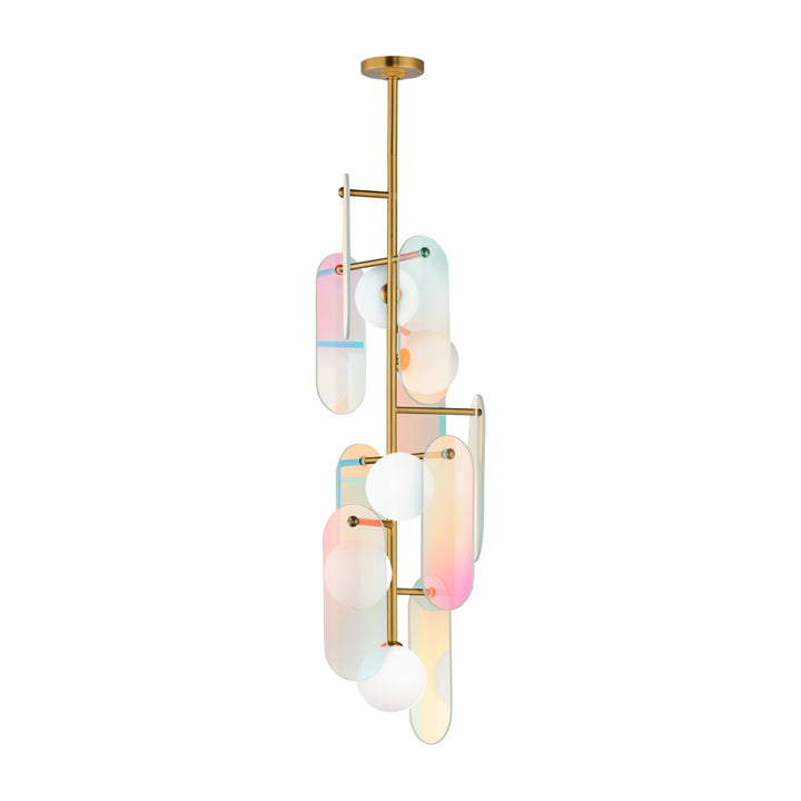 Megalith - Stone Megalith 5-Light Vertical Pendant by Studio M Lighting in Natural Aged Brass
