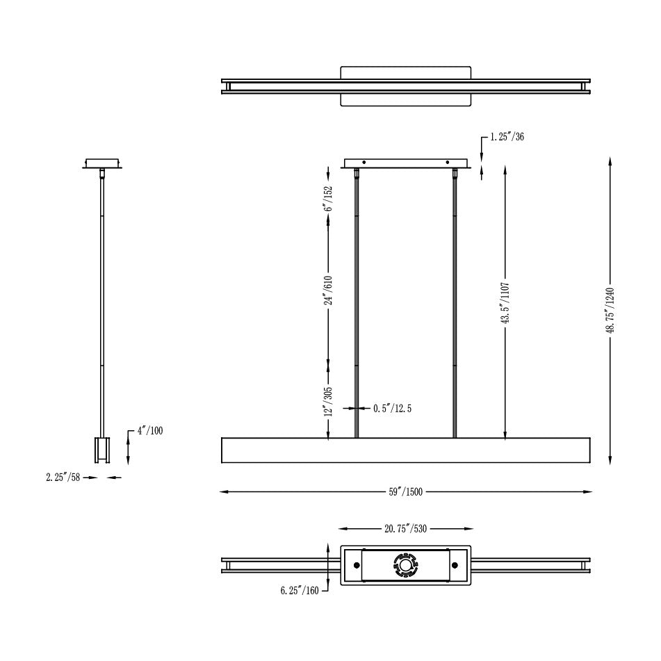 Lintel 59 LED Linear Stone Pendant by Studio M Lighting – line drawing