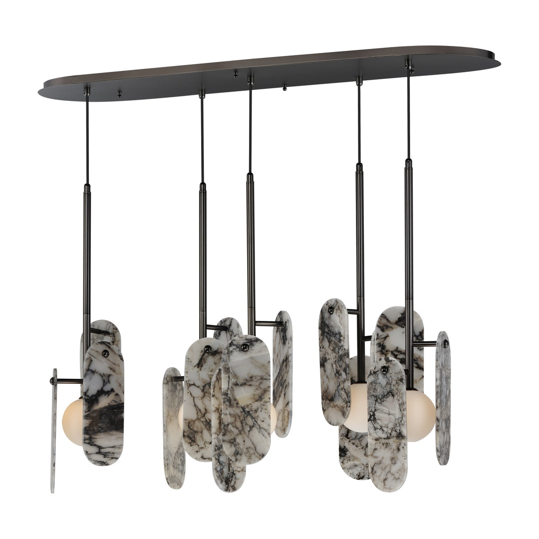 Megalith - Glass Megalith 5-Light Pendant by Studio M Lighting in Gunmetal